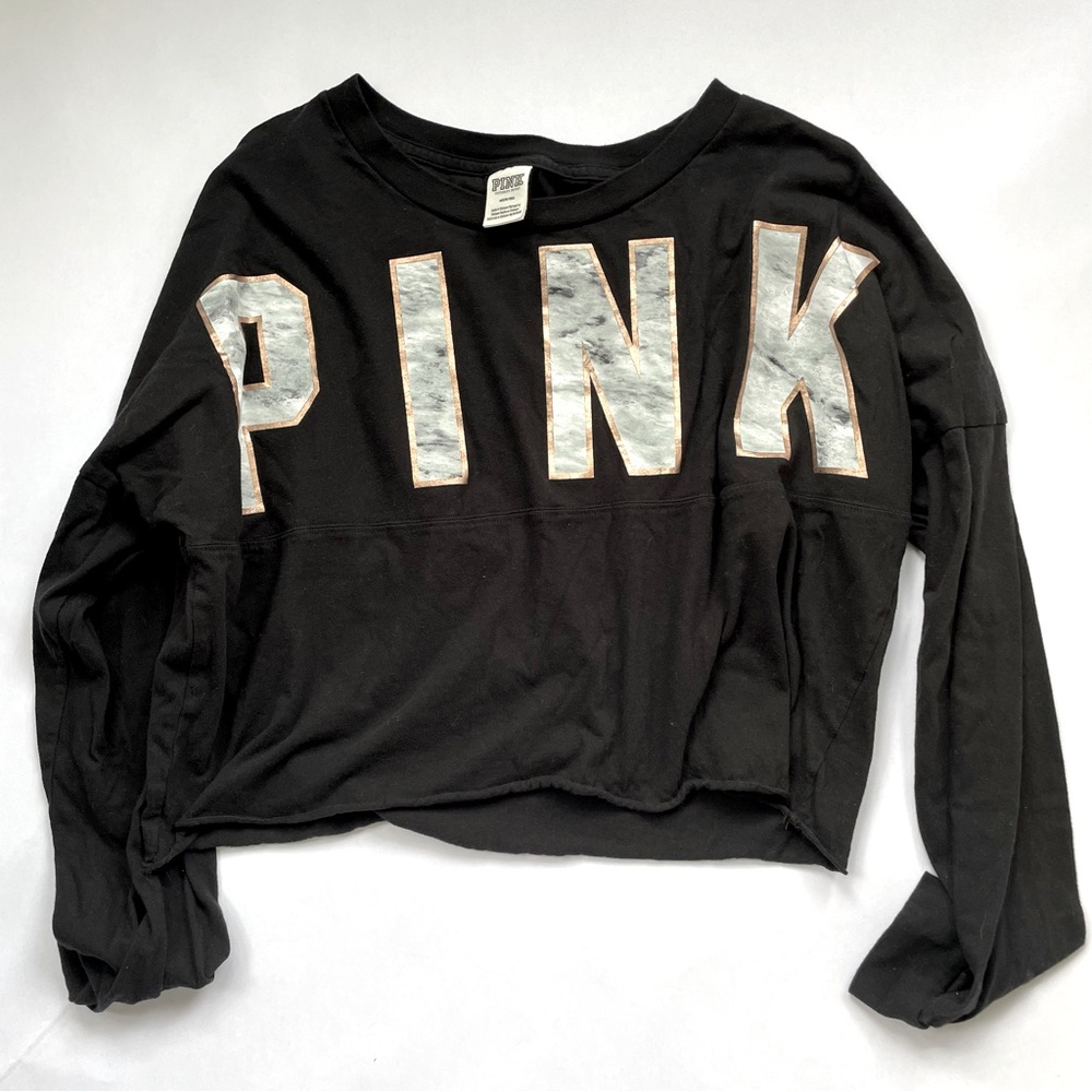 Victoria's Secret PINK Marble Logo Cropped Top Size Medium